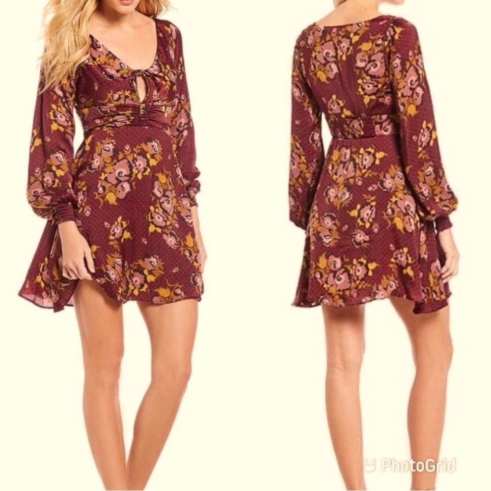 Free People Morning Light Purple Floral Mini Dress Size 0